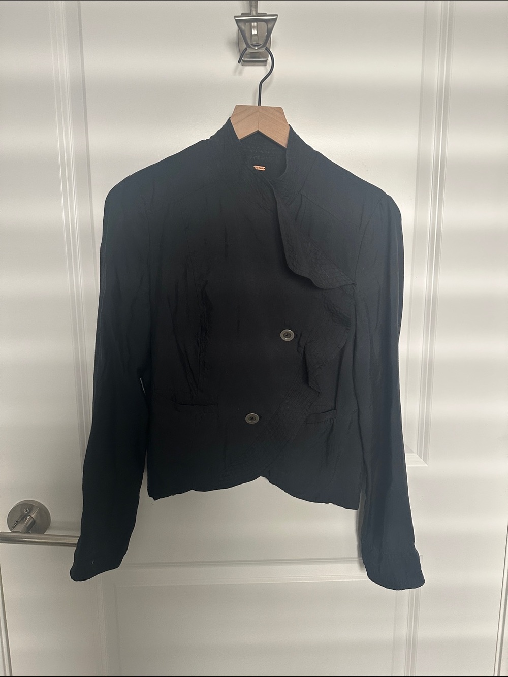 Free People Black Ruffle-Front Blazer - Picture 5 of 11